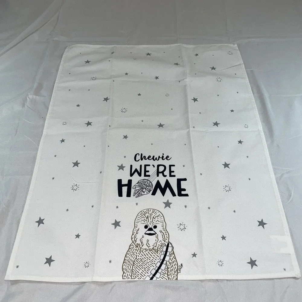 Star Wars Kitchen Tea Towel Set of 3 Chewbacca Death Star Character Print White